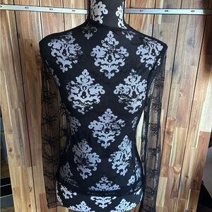 Elegant Black Lace Women's Layering Blouse